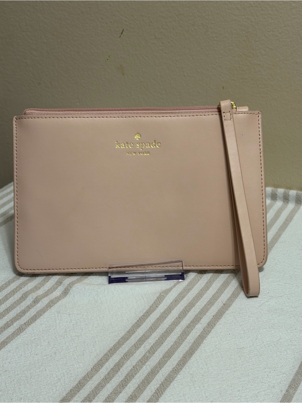Kate Spade Blush Pink Leather Zip Wristlet Clutch